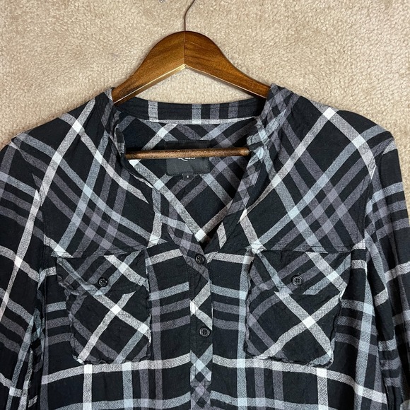 Rails Redding Shirt Womens Small S Ink Grey White Plaid Long Sleeve Frayed Hem - Picture 3 of 10